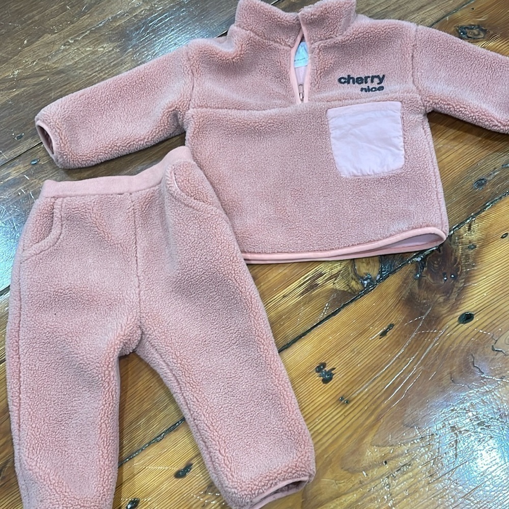 Zara Teddybear Cherry Nice Pink Sweat Suit  size 12 - 18 Months